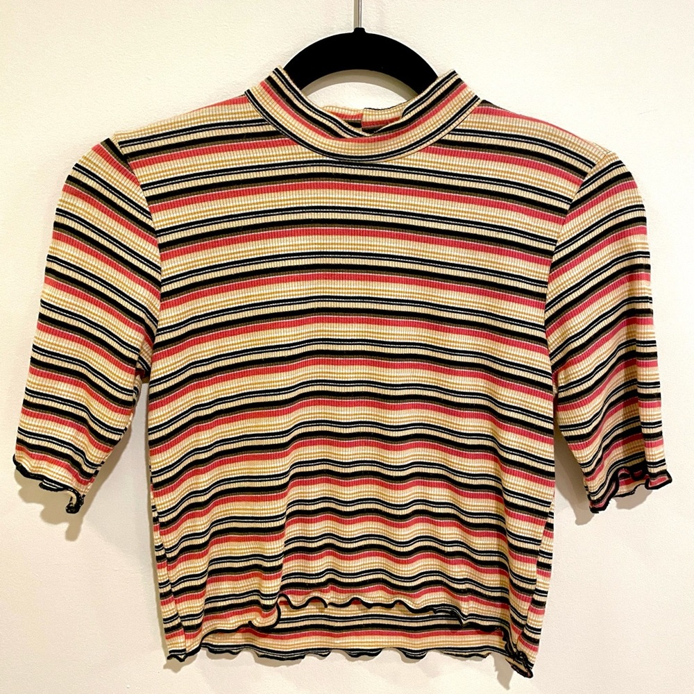 A New Day Stripped Fitted Tee Mid-length Sleves